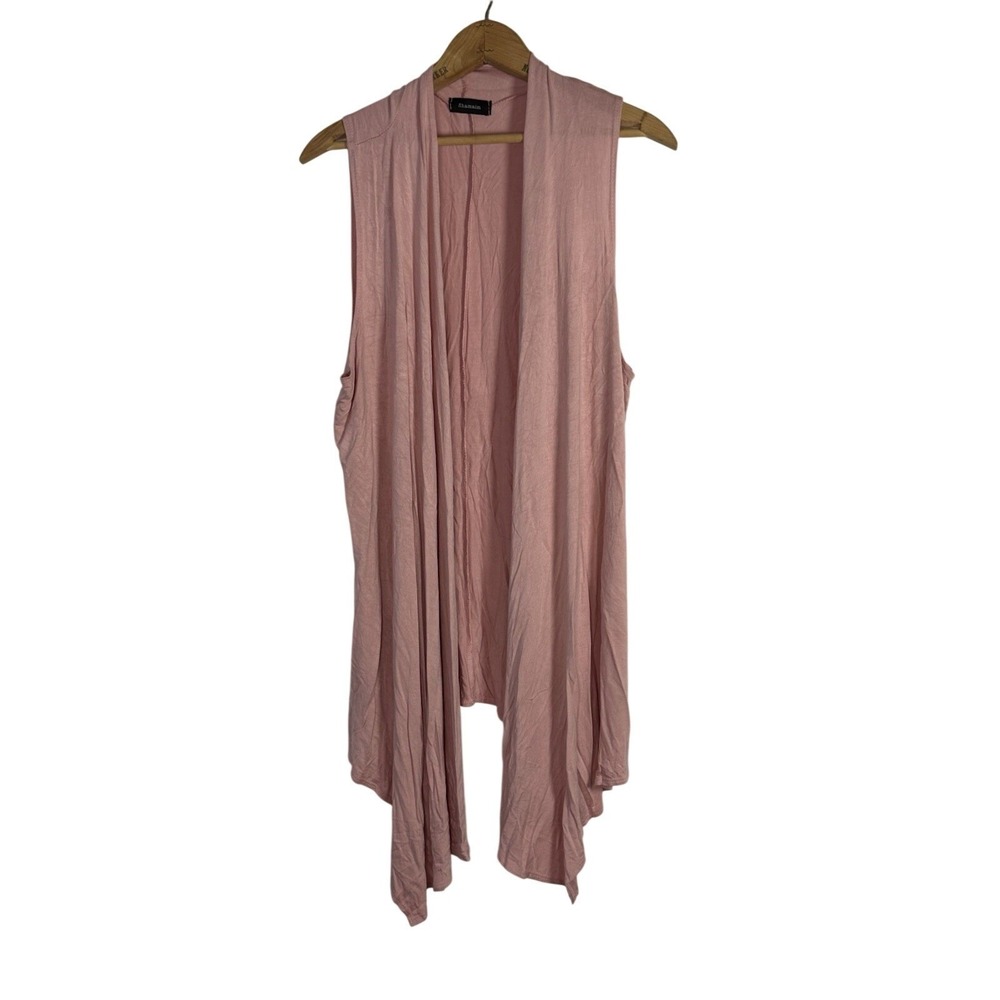 Shamaim Womens Sleeveless Cardigan Asymmetrical Hem Open Front Wrap Drape Wrap